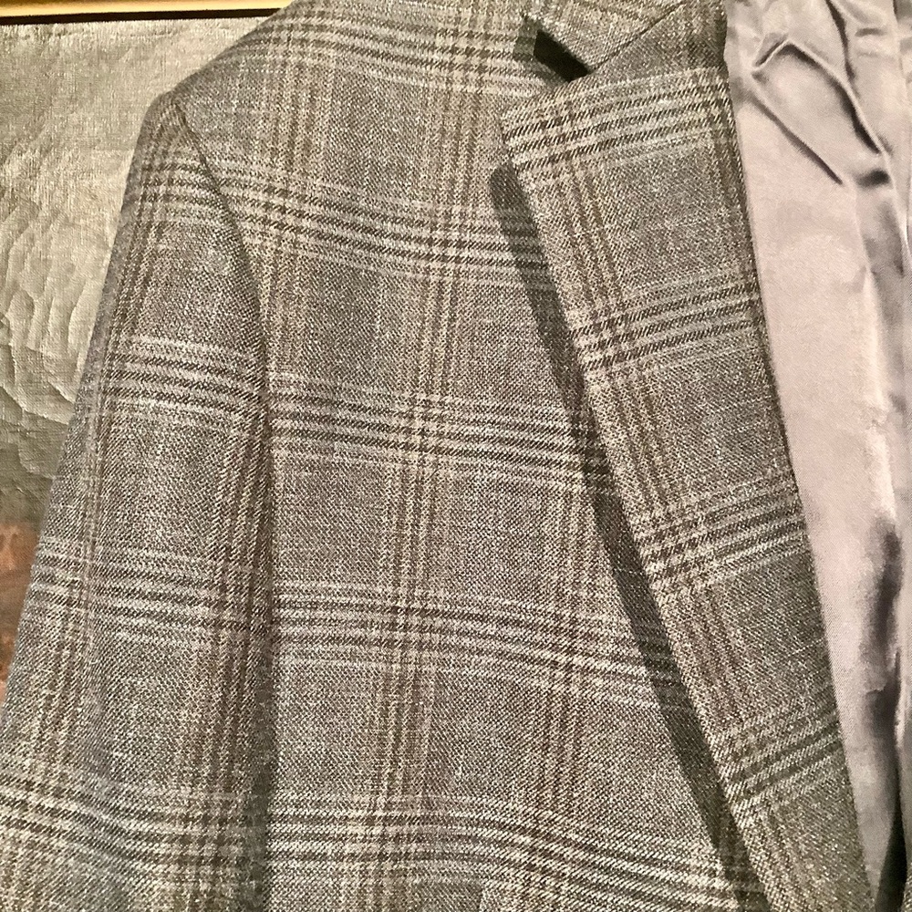 Jos A Bank Silk Wool Blazer Signature Collection Check Plaid Dk Gray Men’s 43L
